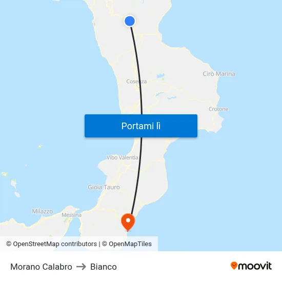 Morano Calabro to Bianco map