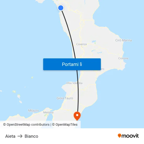 Aieta to Bianco map