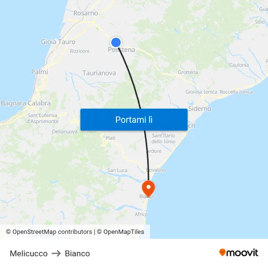 Melicucco to Bianco map