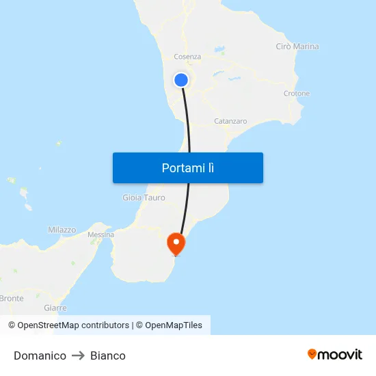 Domanico to Bianco map