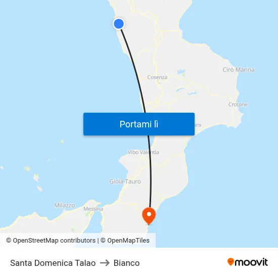 Santa Domenica Talao to Bianco map