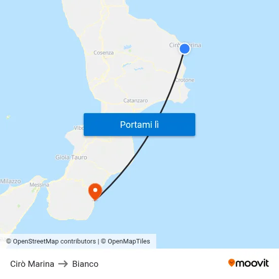 Cirò Marina to Bianco map
