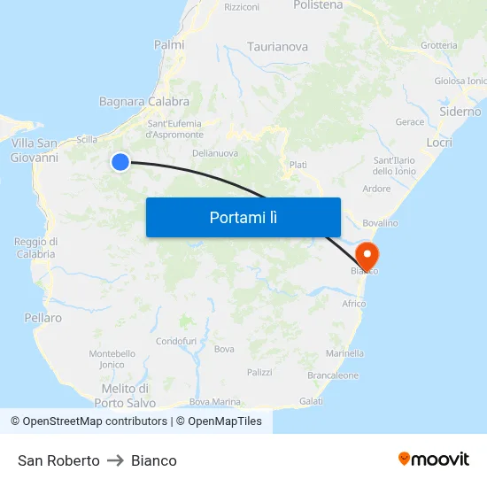 San Roberto to Bianco map