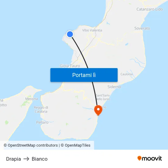 Drapia to Bianco map