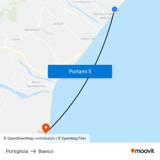 Portigliola to Bianco map