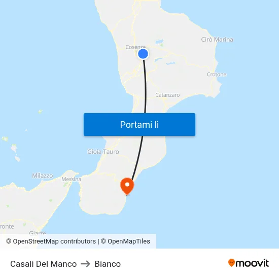 Casali Del Manco to Bianco map