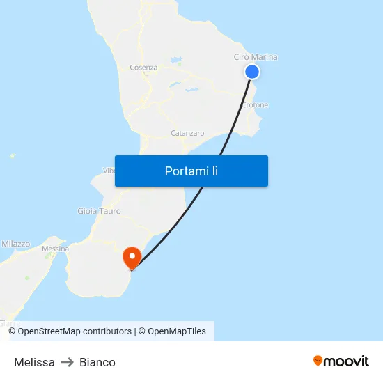 Melissa to Bianco map