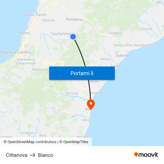 Cittanova to Bianco map