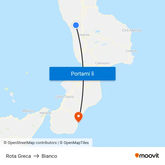 Rota Greca to Bianco map