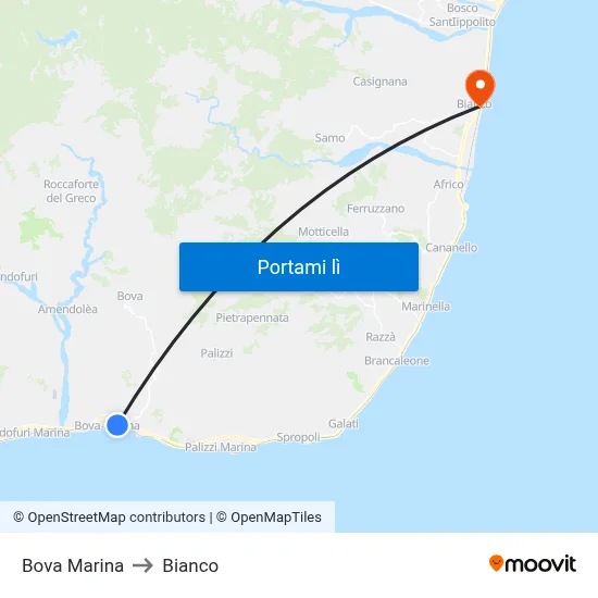 Bova Marina to Bianco map