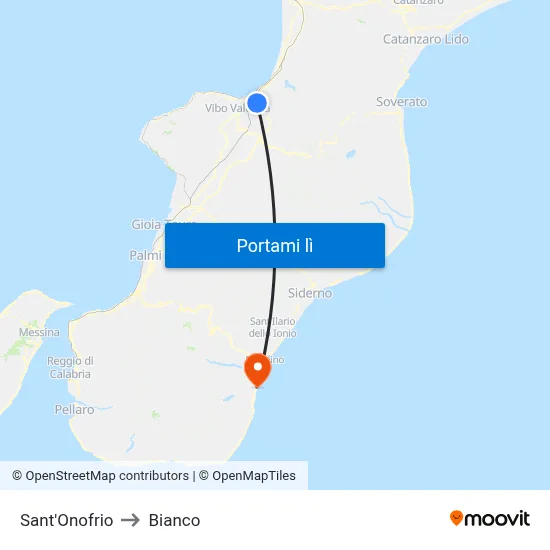 Sant'Onofrio to Bianco map