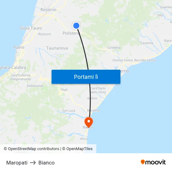 Maropati to Bianco map