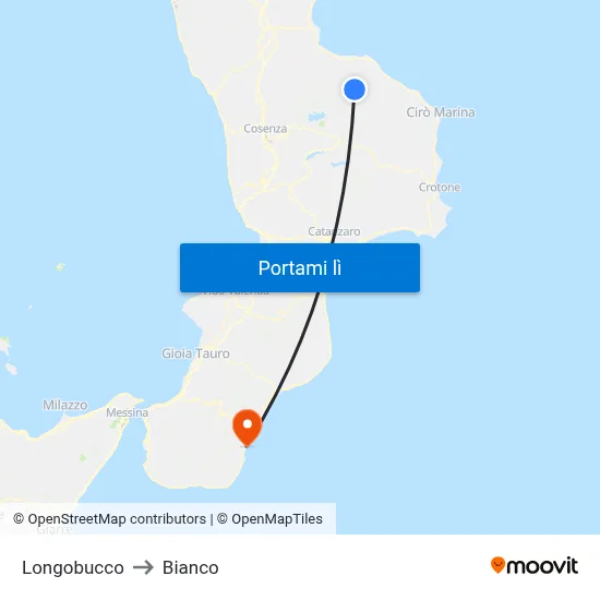 Longobucco to Bianco map