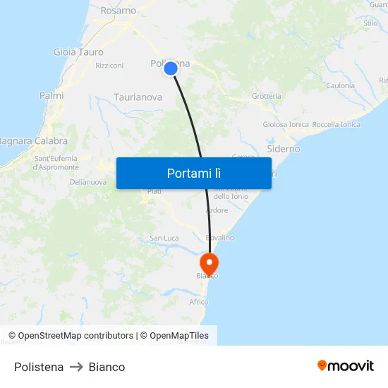 Polistena to Bianco map