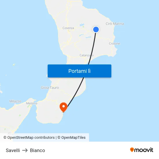 Savelli to Bianco map