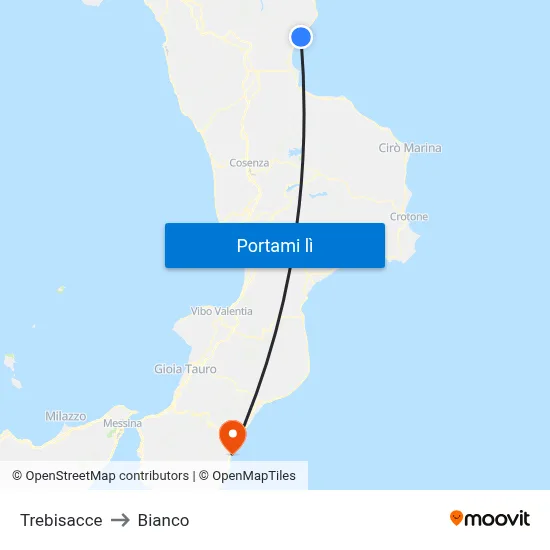 Trebisacce to Bianco map