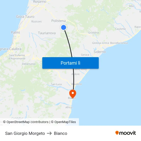 San Giorgio Morgeto to Bianco map