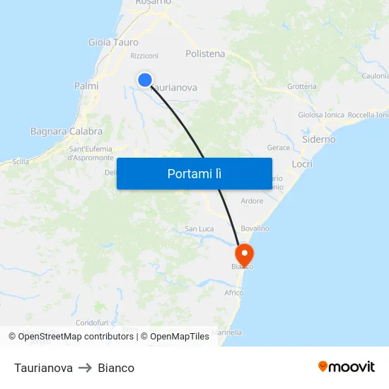 Taurianova to Bianco map