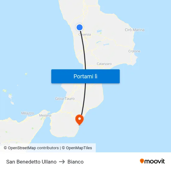 San Benedetto Ullano to Bianco map