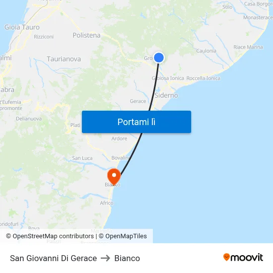 San Giovanni Di Gerace to Bianco map
