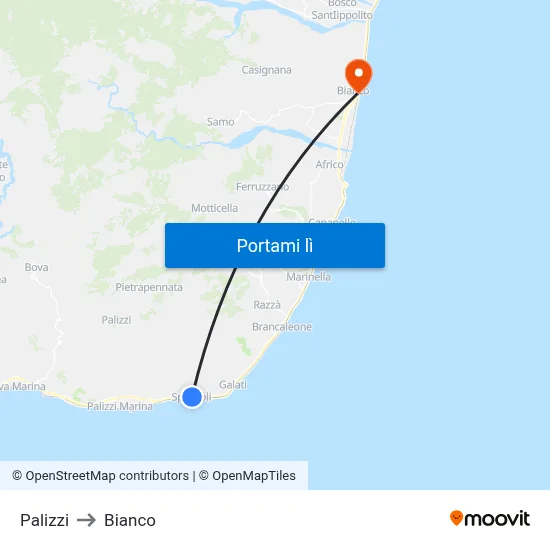 Palizzi to Bianco map