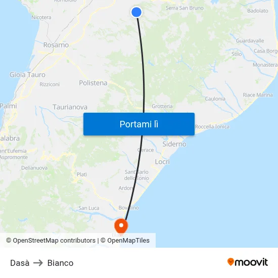 Dasà to Bianco map