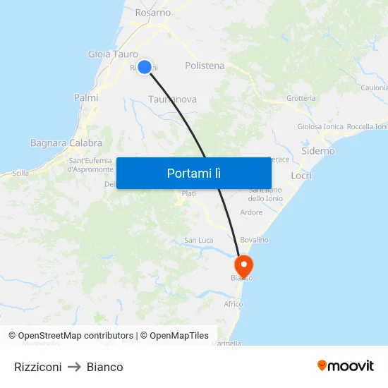 Rizziconi to Bianco map