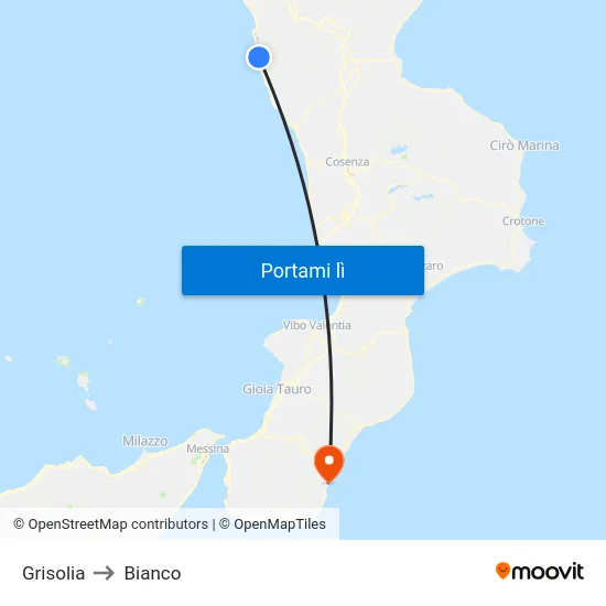 Grisolia to Bianco map