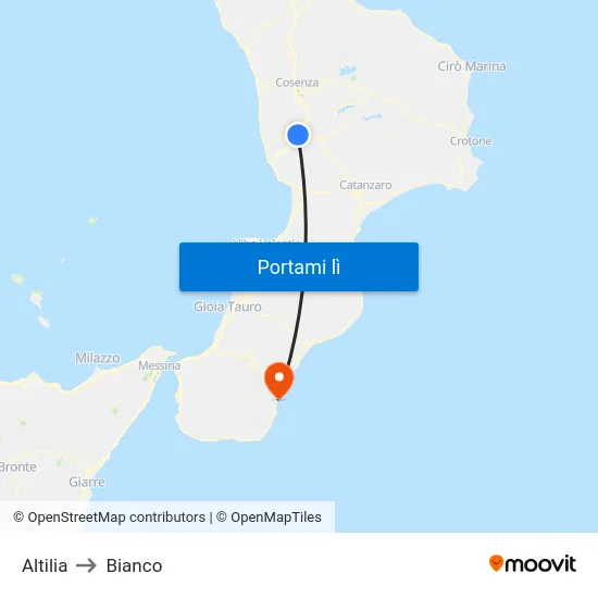 Altilia to Bianco map