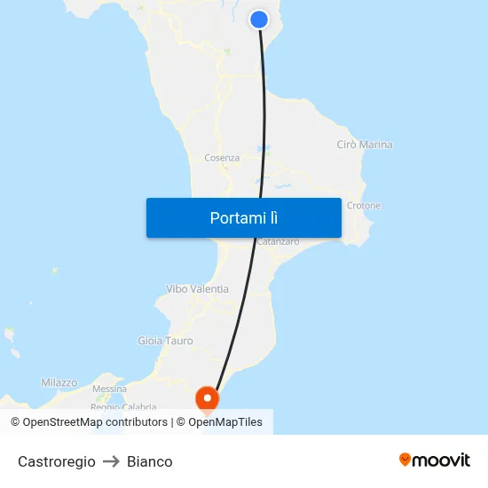 Castroregio to Bianco map