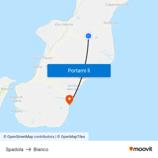 Spadola to Bianco map