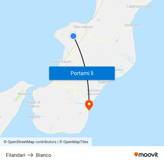 Filandari to Bianco map
