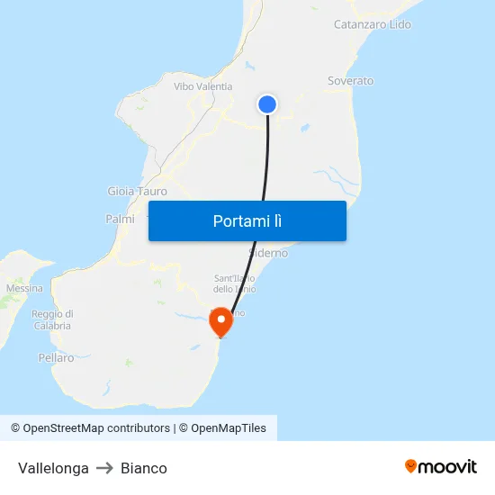 Vallelonga to Bianco map