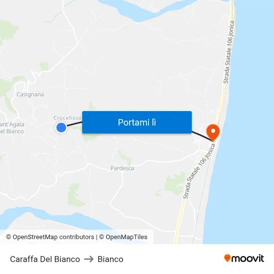 Caraffa Del Bianco to Bianco map