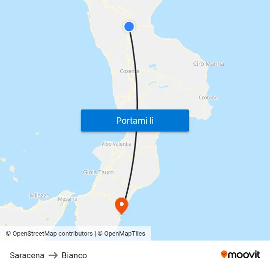 Saracena to Bianco map