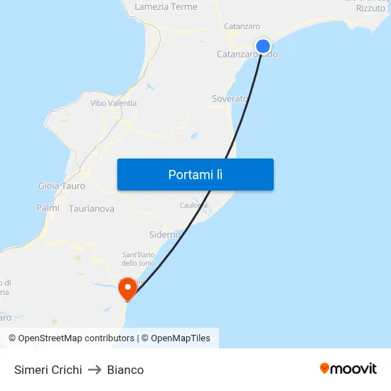 Simeri Crichi to Bianco map