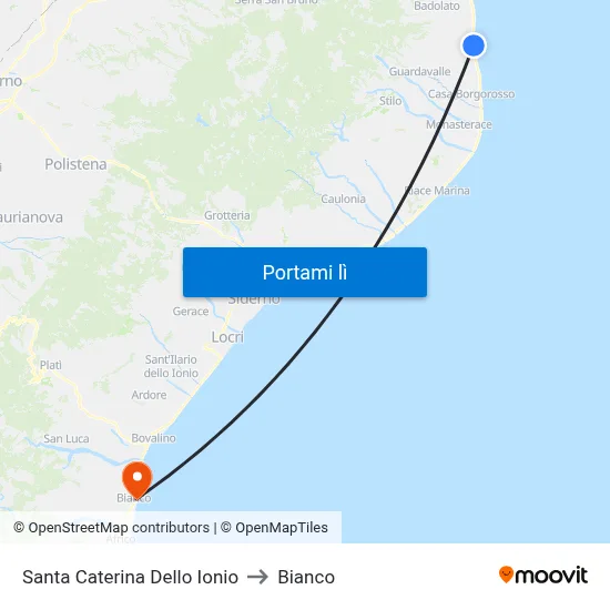 Santa Caterina Dello Ionio to Bianco map