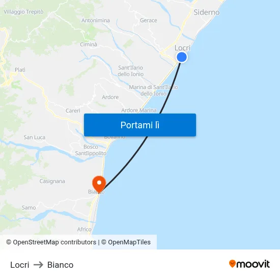 Locri to Bianco map