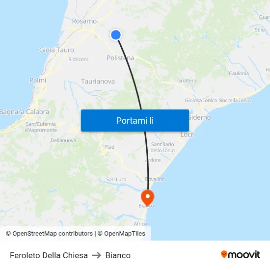 Feroleto Della Chiesa to Bianco map
