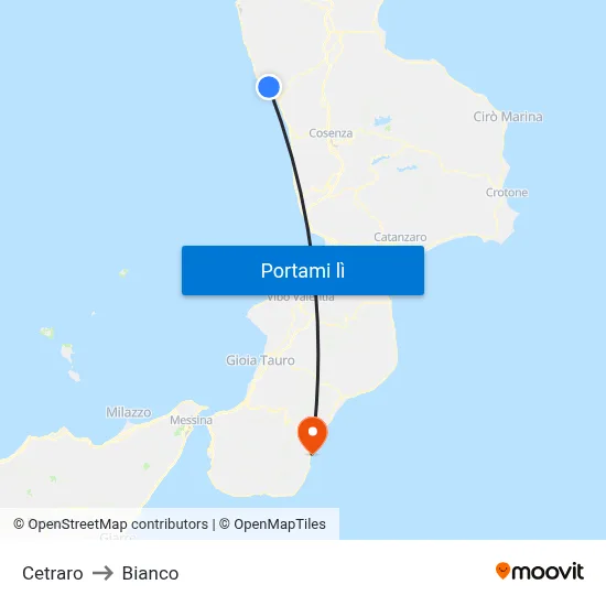 Cetraro to Bianco map