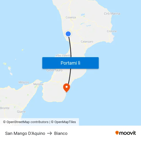 San Mango D'Aquino to Bianco map