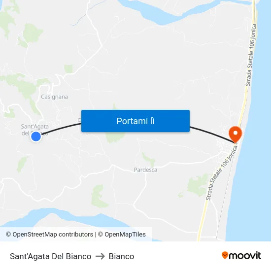 Sant'Agata Del Bianco to Bianco map
