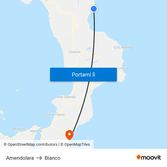 Amendolara to Bianco map