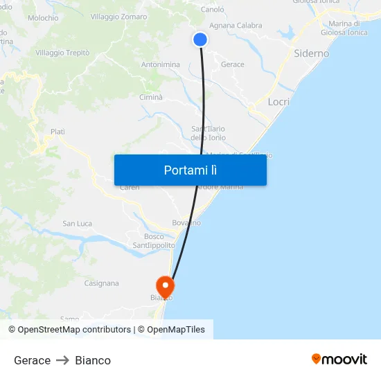 Gerace to Bianco map