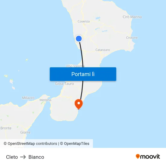 Cleto to Bianco map