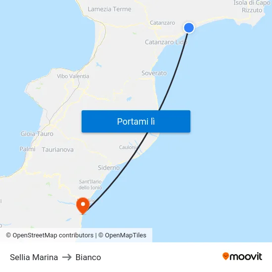 Sellia Marina to Bianco map