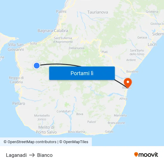 Laganadi to Bianco map