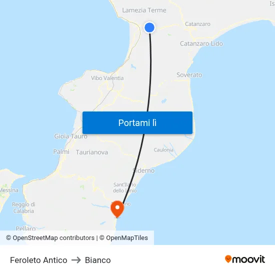 Feroleto Antico to Bianco map