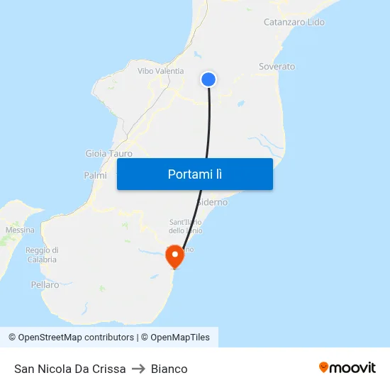 San Nicola Da Crissa to Bianco map