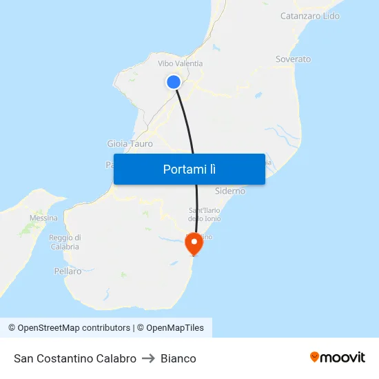 San Costantino Calabro to Bianco map
